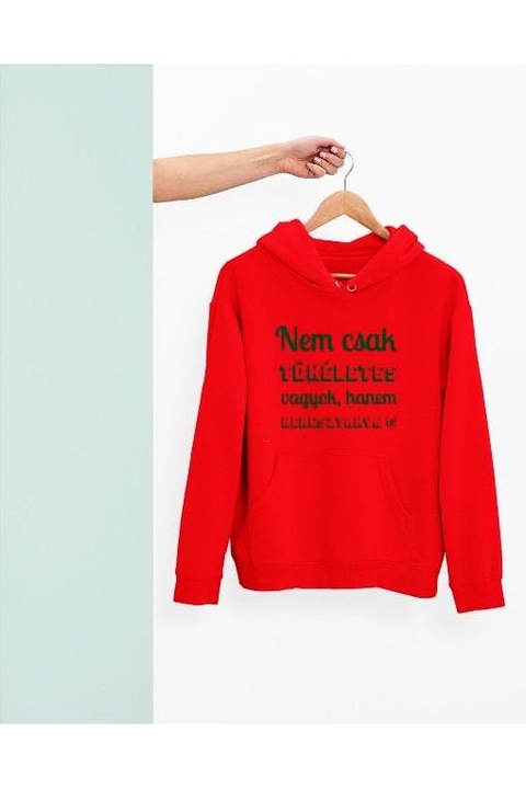 Nem csak tökéletes vagyok hanem keresztanya is kapucnis férfi pulóver, Piros