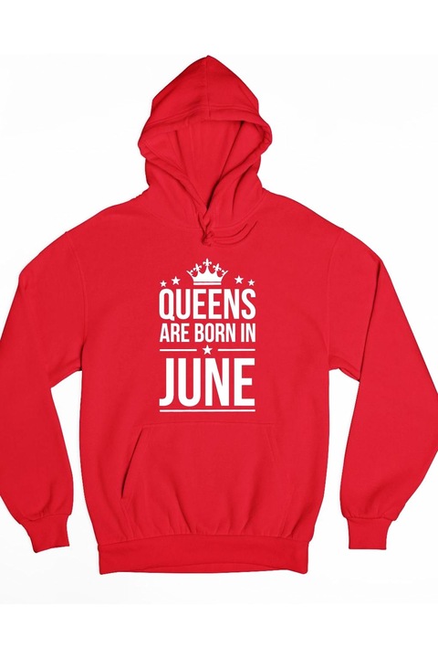 Queens are born in june kapucnis férfi pulóver, Piros