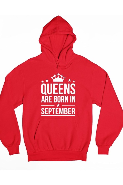 Queens are born in september kapucnis férfi pulóver, Piros