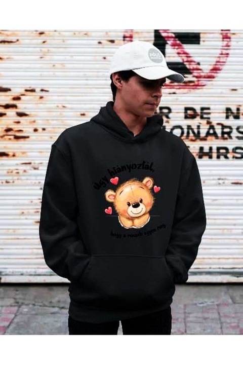 Úgy hiányoztál hogy a rosseb egyen meg kapucnis férfi pulóver, Fekete