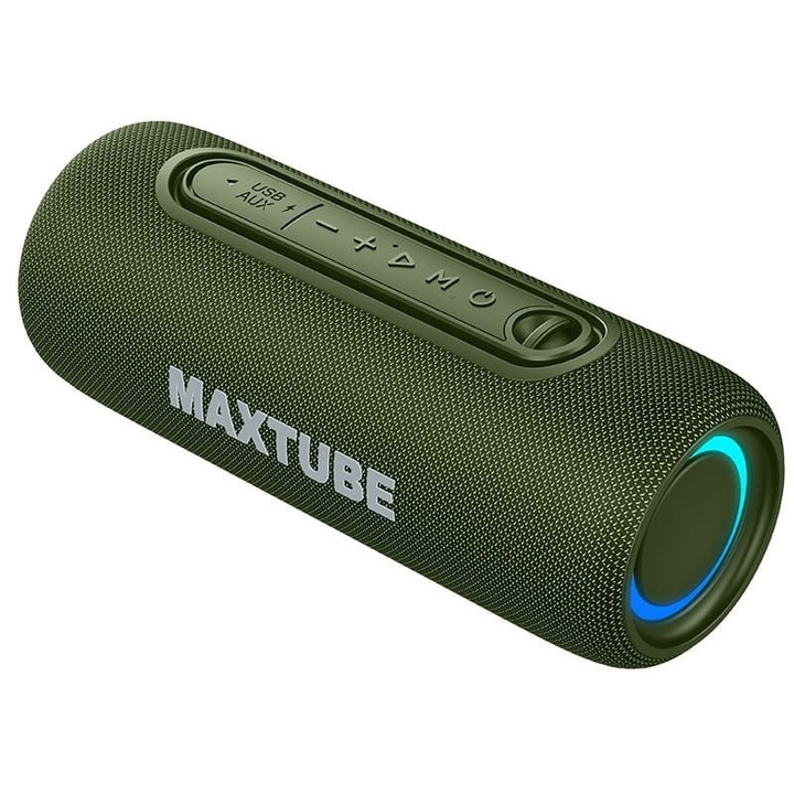Boxa Portabile TRACER MAXTUBE, Stereo, Bluetooth 5.3, LED, Verde, 20W