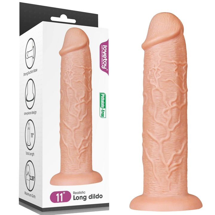 Реалистично дилдо, LOVETOY, текстурирано, с вендуза, 28 x 6 см
