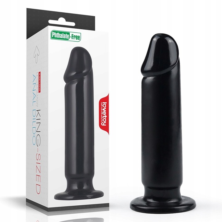 Dildo Anal King Sized, Lovetoy, PVC, flexibil, cu ventuza, negru, 23.5cm