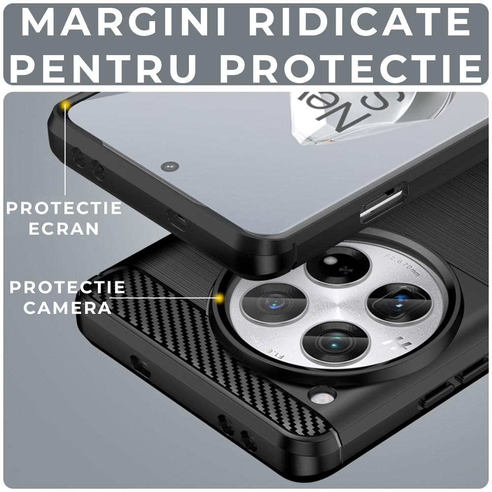 Husa pentru OnePlus 12R Daden Carbon Flexibila Antisoc, Hybrid Antisoc, Negru