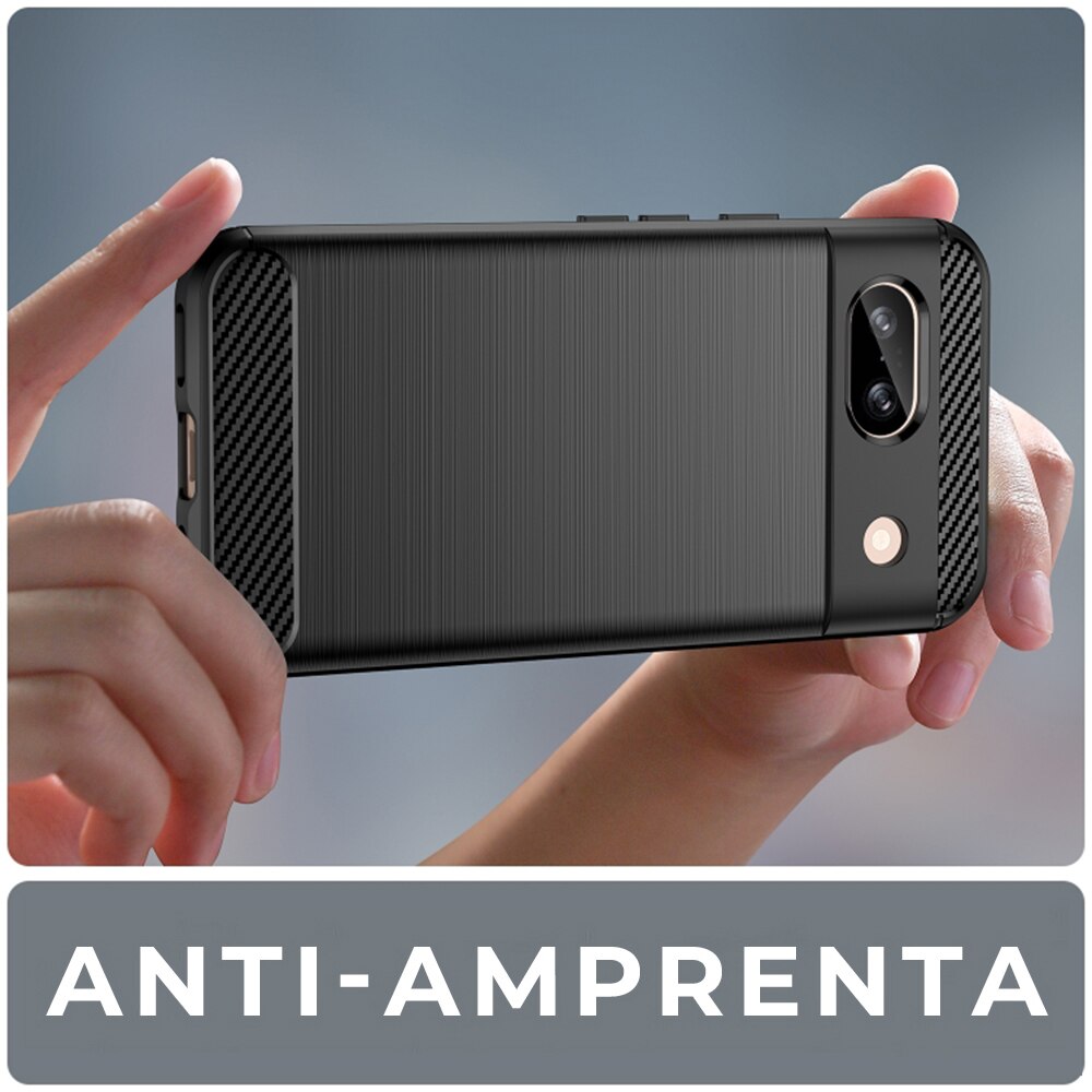 Husa pentru Google Pixel 8a Daden Carbon Flexibila Antisoc, Hybrid Antisoc, Negru