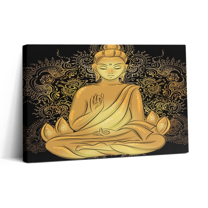 Vászonfestmény. Wallfluent. Arany Zen Buddha. Sárga. 30x20 cm
