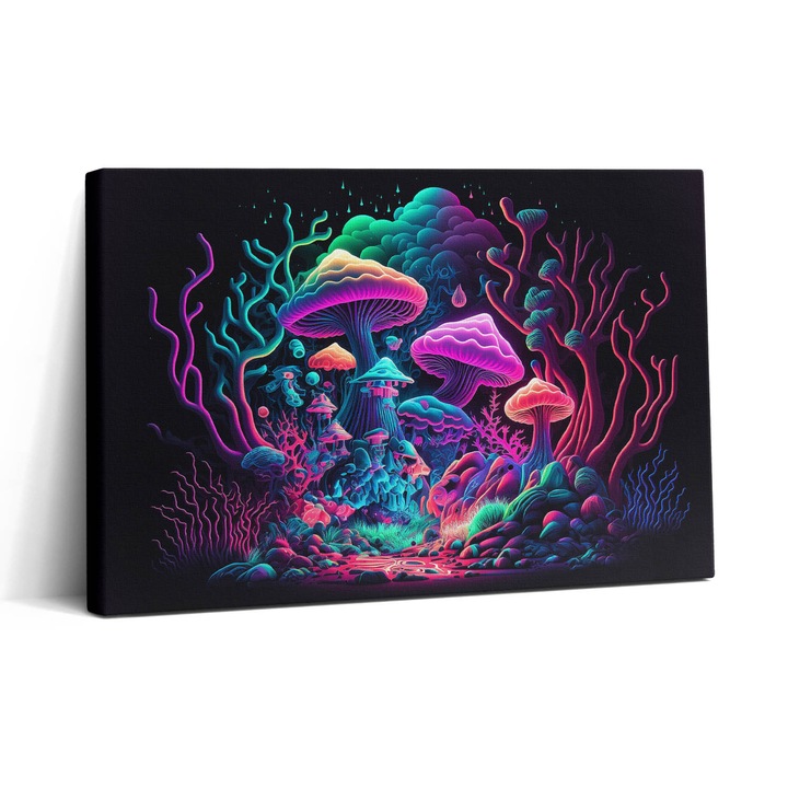 Vászonfestmény. Wallfluent. Neon gomba. Rózsaszín. 30x20 cm