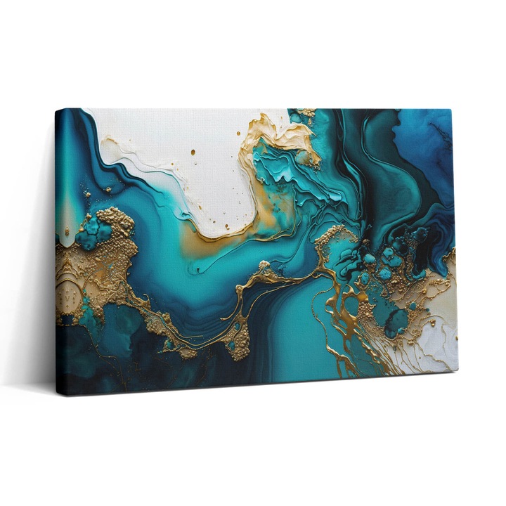 Tablou Canvas, Wallfluent, Abstractie turcoaz, Turcoaz, 30x20 cm, 010030010150000274709