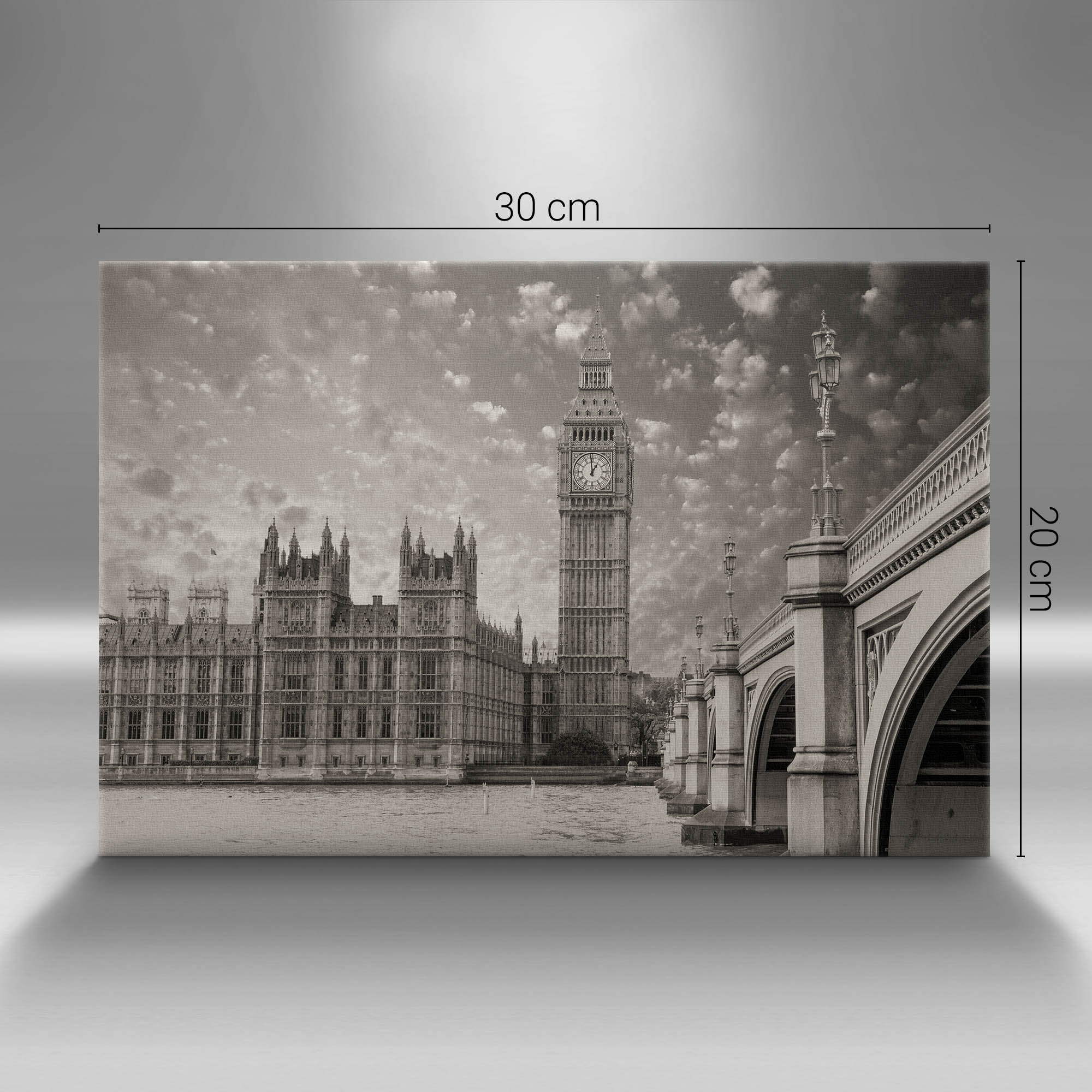 Tablou Canvas, Wallfluent, Londra Anglia Big Ben, Gri, 30x20 cm