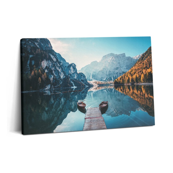 Tablou Canvas, Wallfluent, Barci pe lac, Albastru, 60x40 cm, 010030010260000088547