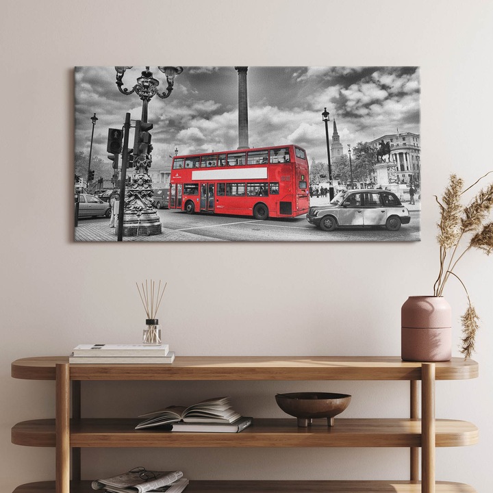 Tablou Canvas, Wallfluent, Viata de zi cu zi la Londra, Gri, 100x50 cm, 010030010010000074701