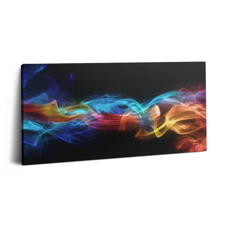 Tablou Canvas, Wallfluent, Linii de lumina abstracte colorate, Negru, 100x50 cm, 010030010010000075083