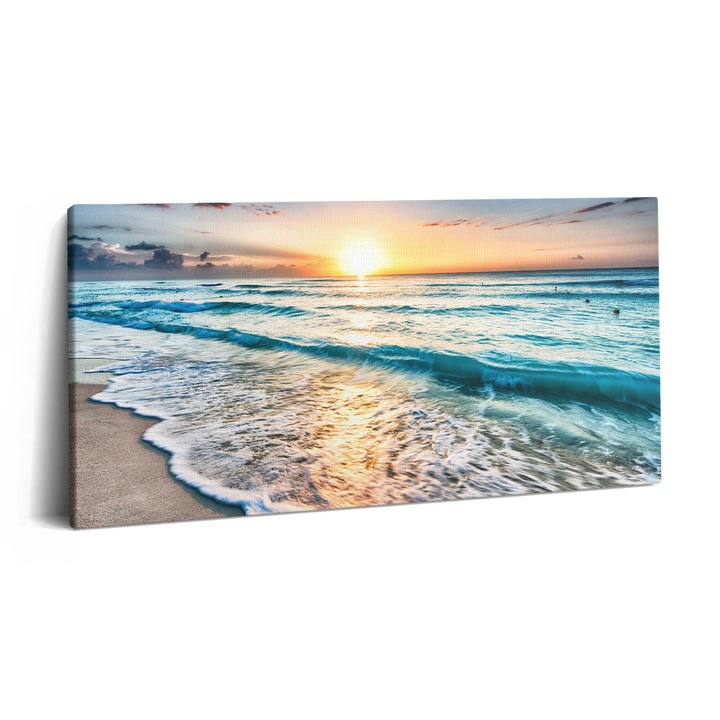 Tablou Canvas, Wallfluent, Plaja cu nisip de mare, Multicolor, 140x70 cm, 010030010100000007460