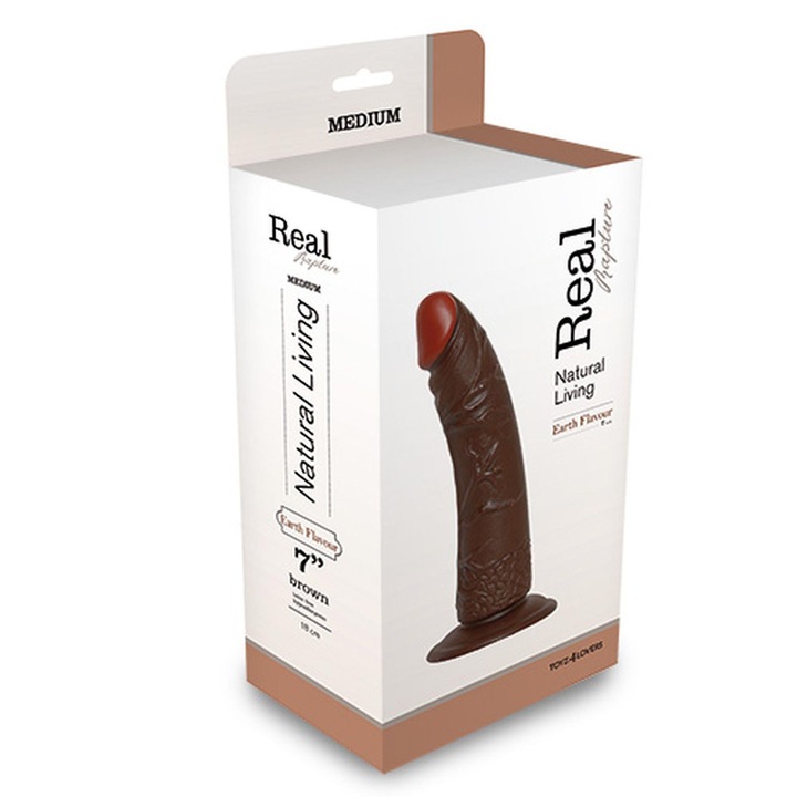 Real Rapture dildó, valósághű, ívelt, 20,5 cm, hús, PVC