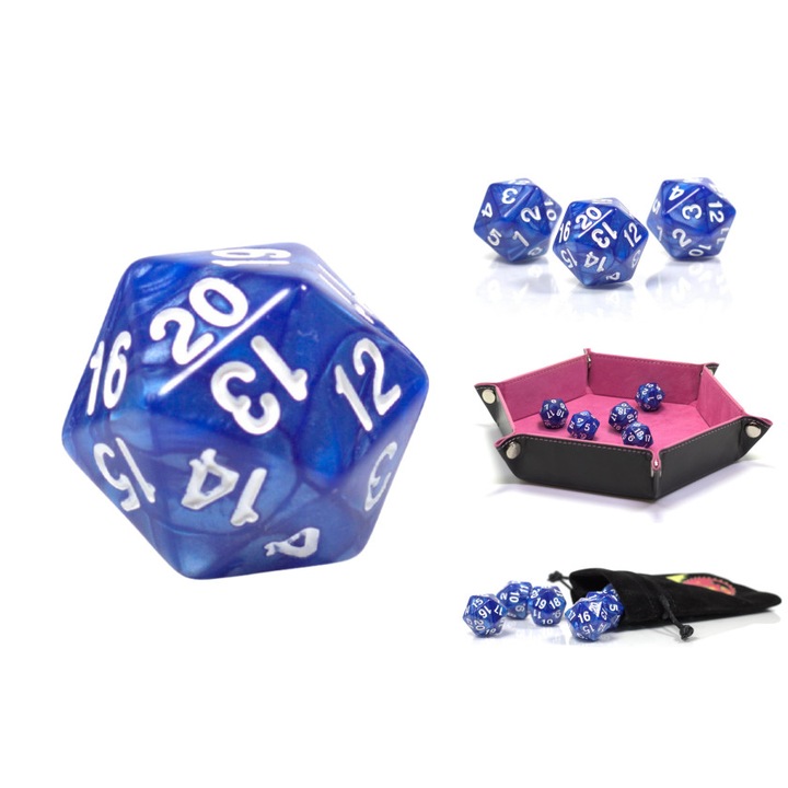 Zar RPG Dwudziestoscienne, acril, albastru/alb, 1.9cm