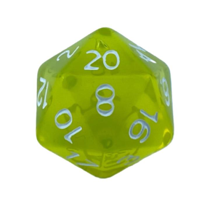 RPG kocka, akril, 20 oldal, sárga, akril, normál, felnőtteknek/gyerekeknek/családoknak