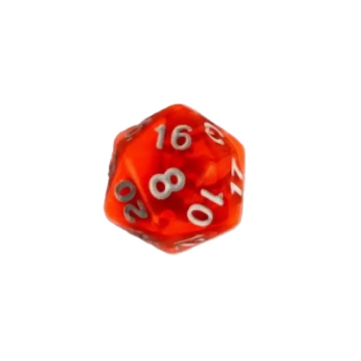 RPG kocka, 20 oldal, tarka narancssárga, felnőtt/gyerek/családi akril