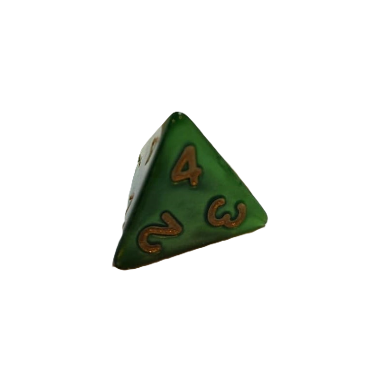 Tetraéder RPG kocka, akril, zöld, normál, felnőtt/gyerek/család