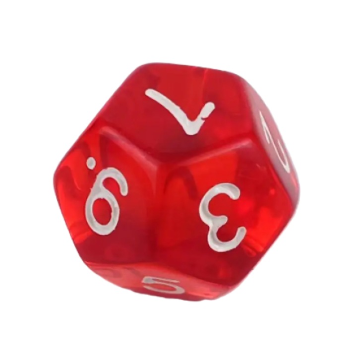 Dwunastoscian RPG kocka, akril, piros