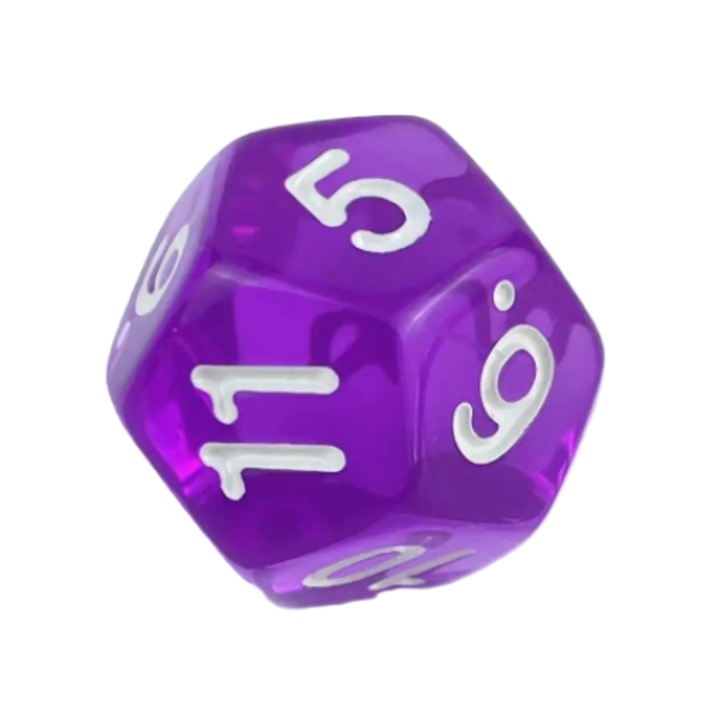 Poliéder RPG dobókocka, akril, 12 oldal, lila, standard
