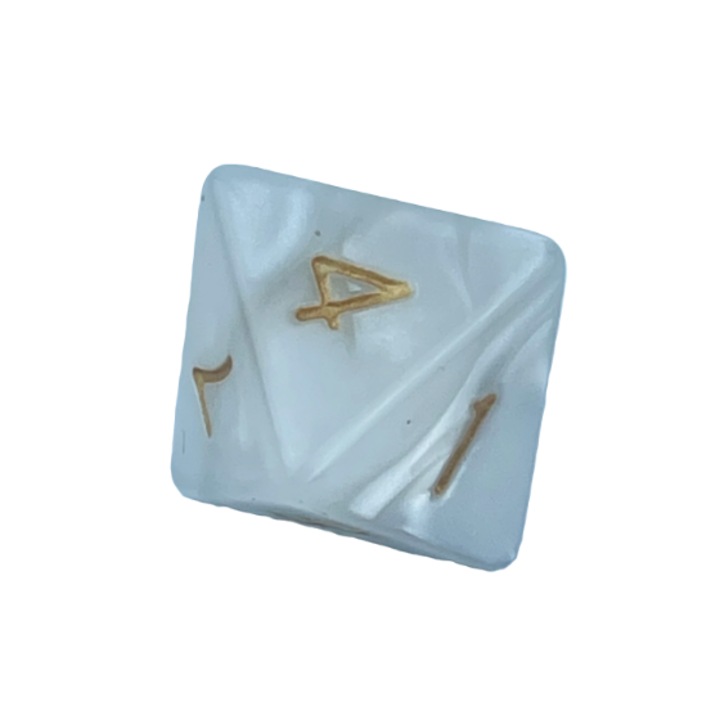 Zar RPG octogonal, acril, alb, multicolor, pentru adulti/copii/familie