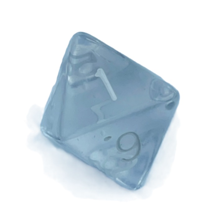 Zar RPG octogonal, standard, acril, albastru/alb, pentru adulti/copii/familie