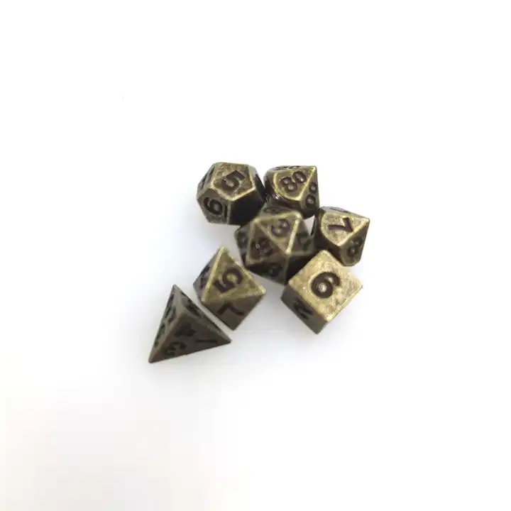 Set de Zaruri RPG, Multicolor, 7 Piese Metalice, Miniatura