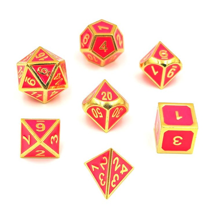 Set de 7 Zaruri Metalice, Luminoase in Intuneric, Multicolor, Jocuri de Societate