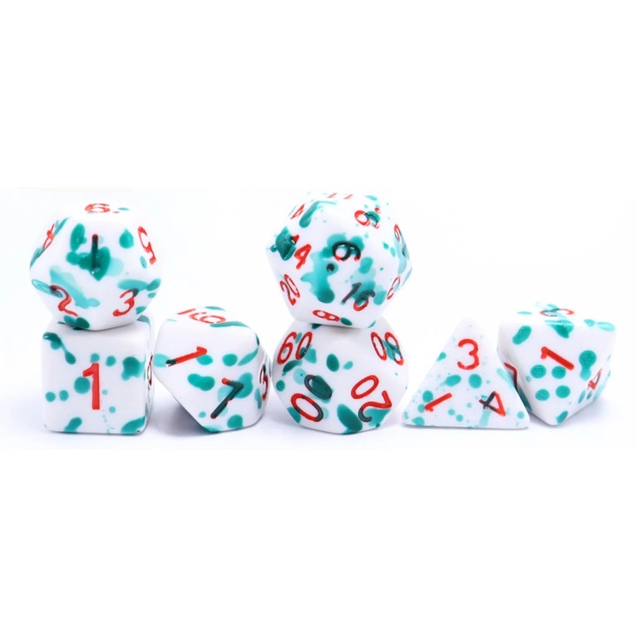 Set de 7 zaruri ce isi schimba culoarea in fuctie de temperatura, Acril, multicolor, pentru jocuri de societate