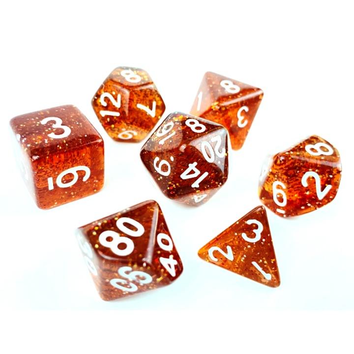 RPG kockakészlet, 7 részes, akril, többszínű