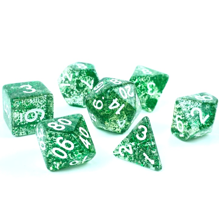 RPG kockakészlet, 7 részes, akril, zöld