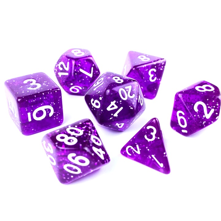 Set de Zaruri pentru RPG, 7 piese, acril, Mov