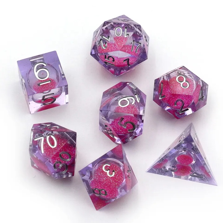 Set de 7 Zaruri pentru RPG, Rasina epoxidica, Multicolor