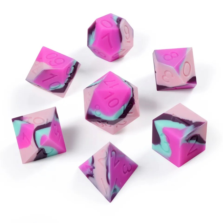 7 kockából álló készlet RPG-hez, szilikon, többszínű