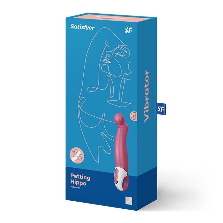 Вибратор за G-точка Satisfyer Petting Hippo, Ултра прецизна стимулация, 12 режима на вибрация, 22,9 cm, Многоцветен