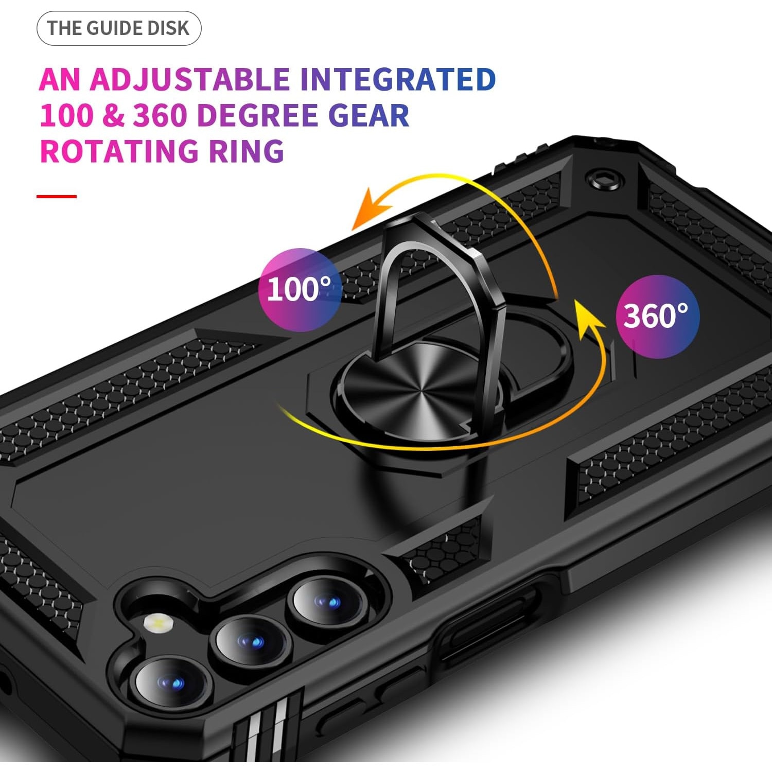 Husa antisoc Hybrid armor cu inel si placuta metalica, compatibila cu Samsung Galaxy A55 5G / Negru