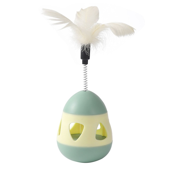 Играчка за награди за котки, QttvbTna, с пера и топчета от коча билка, жълто/зелено, 7x20 см