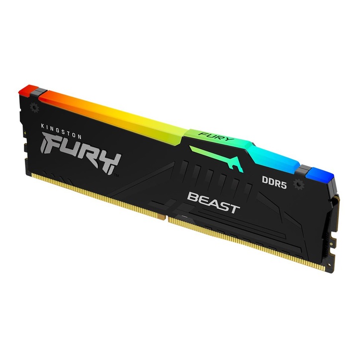 Оперативна памет Kingston FURY Beast RGB - DDR5 - module - 16 GB - DIMM 288-pin - 6000 MHz / PC5-48000 - CL30 - 1.4 V - unbuffered - on-die ECC - black KF560C30BBEA-16