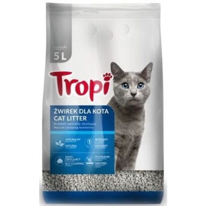 Котешка тоалетна Tropi, бентонит, 5 л
