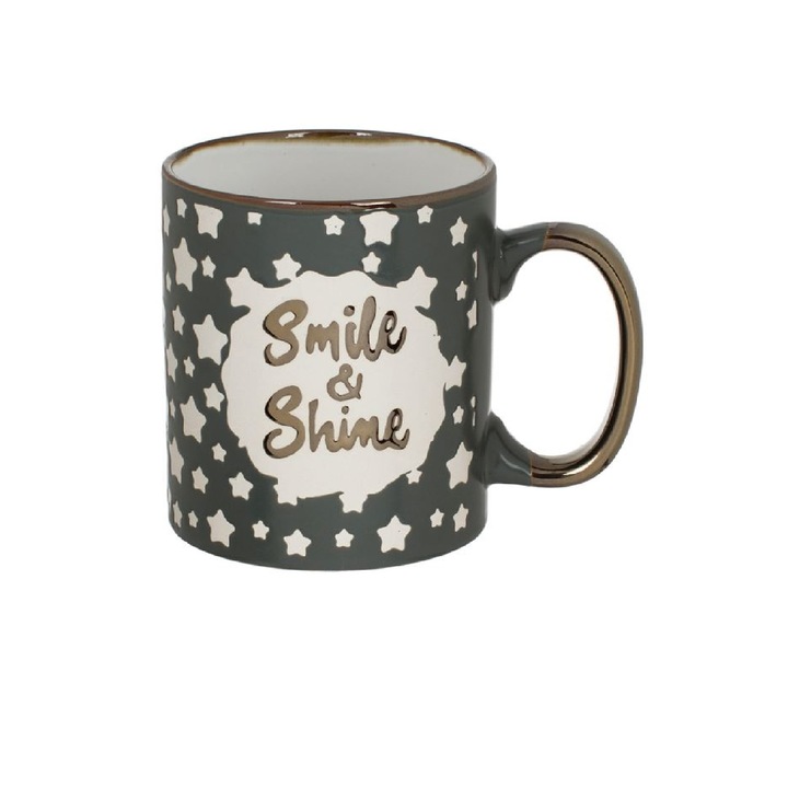 Kávés-teás csésze, szürke-zöld, 630ml