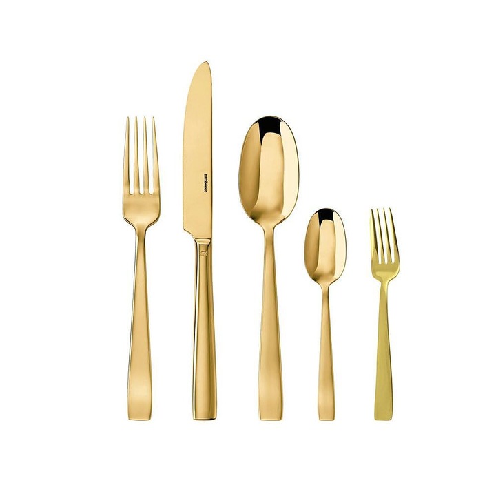 Комплект Прибори За Хранене Sambonet, Flat Pvd, Gold/Злато, 30 Части