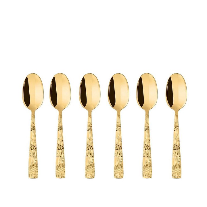 Комплект Десертни Лъжички Sambonet, Jungle S/Steel, Gold, 6 Части