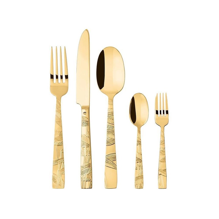 Комплект Прибори За Хранене Sambonet, Jungle S/Steel, Gold, 30 Части