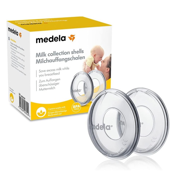 Комплект чашки Medela #7003544 20-27, За събиране на излишното мляко по време на кърмене, Прозрачен