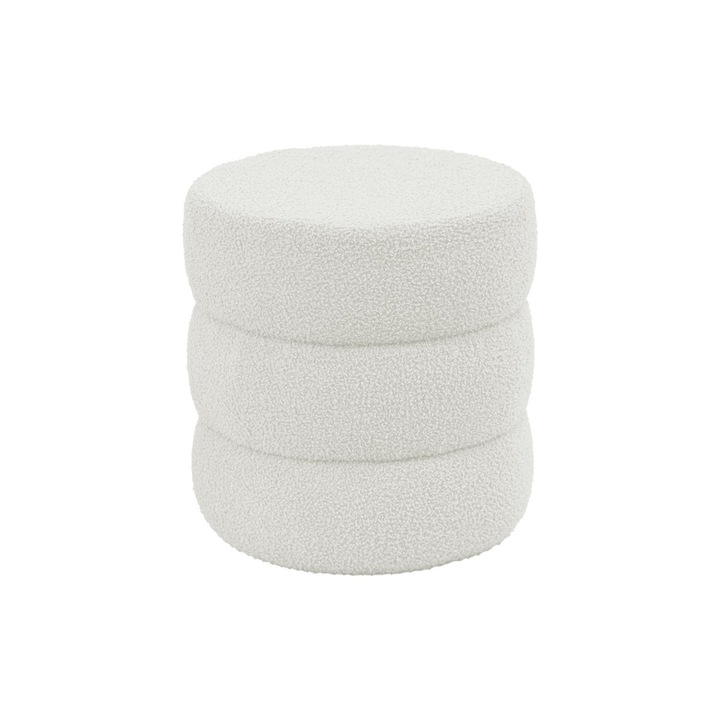 Табуретка Puzzle-home Kioto, Букле, Бял, D40x40cm
