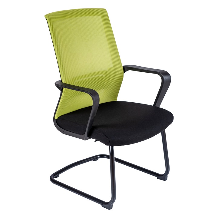 Посетителски офис стол, Nowy Styl Toro CF, Дамаска и мрежа, Зелен