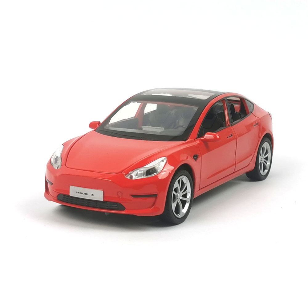 Masina din metal, Tesla Model 3, Rosu - eMAG.ro