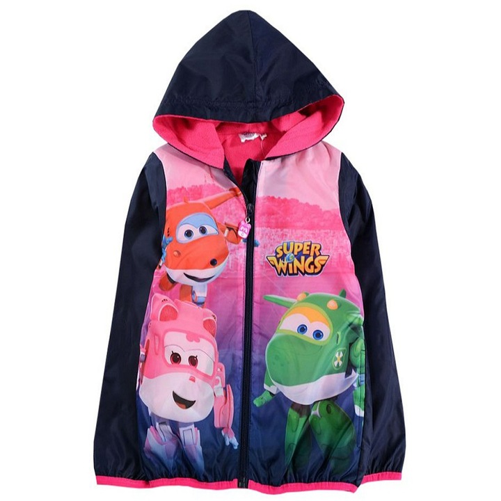 Детско яке Super Wings, HQ1484, Дъждобран, Тъмно син, Многоцветен, 6 години, 116 см