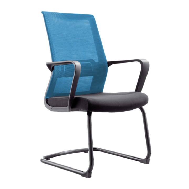 Посетителски офис стол, Nowy Styl Toro CF, Дамаска и мрежа, Светло син