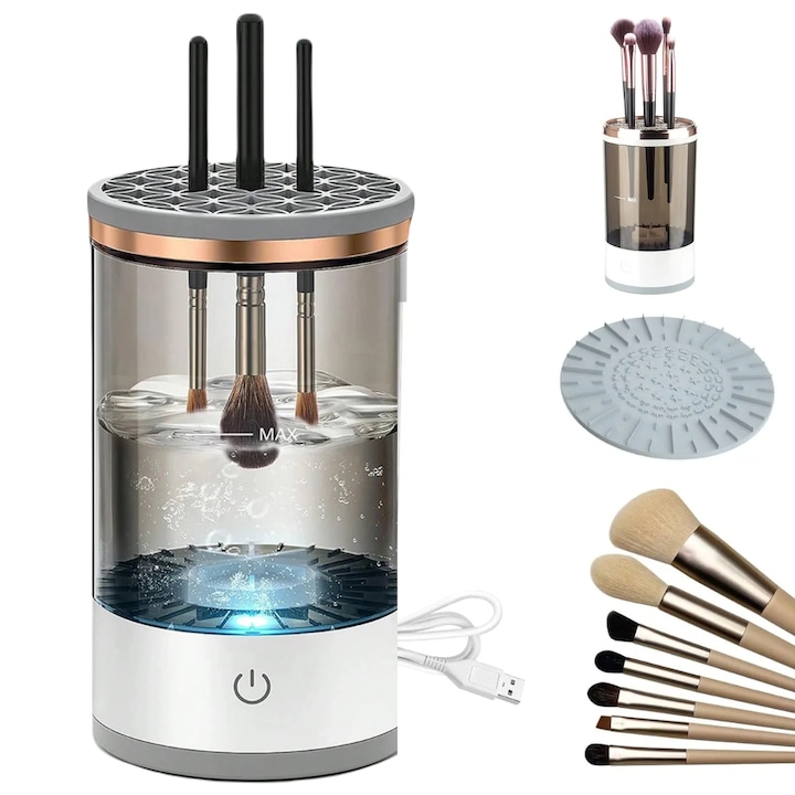 Aparat Electric Pentru Curatarea Pensulelor de Machiaj, 3 in 1, Spalare si Uscarea Profesionala, USB 7000rpm
